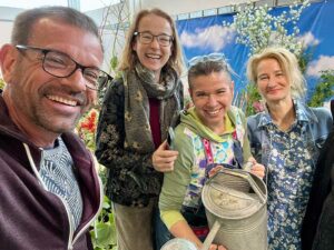Das Team der Gartenwerkstatt: Biogärtner Karl Ploberger, Konstanze Schäfer, Uschi Zezelitsch und Veronika Schubert
