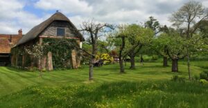 Kurzer Englischer Rasen und Blumenwiesen